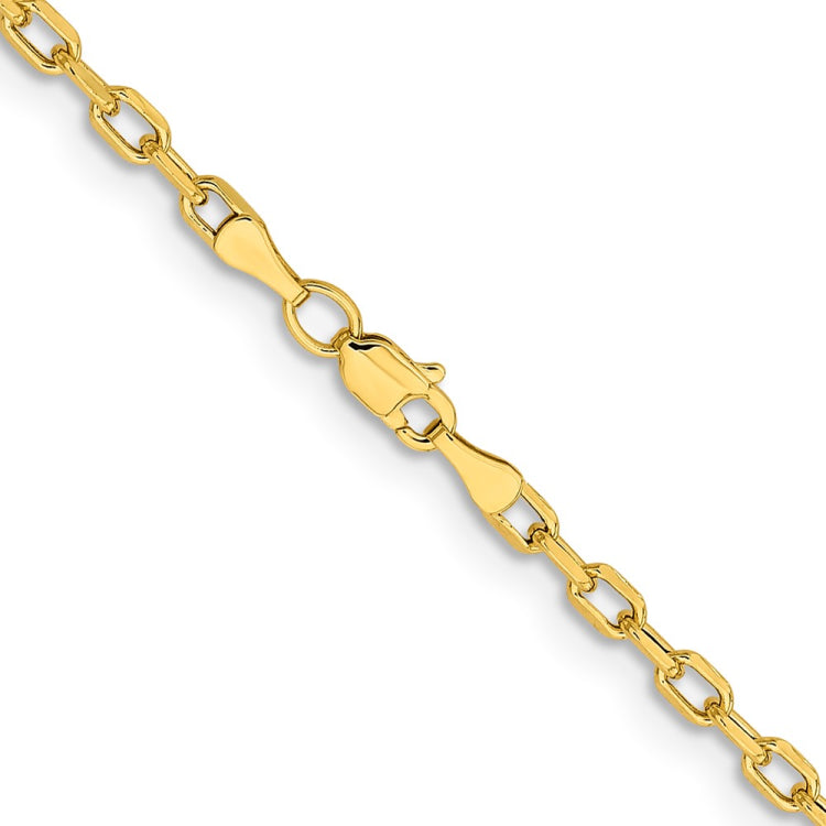 14K Yellow Gold 18 inch 3mm Semi-Solid Diamond-cut Open Link Cable with Lobster Clasp Chain