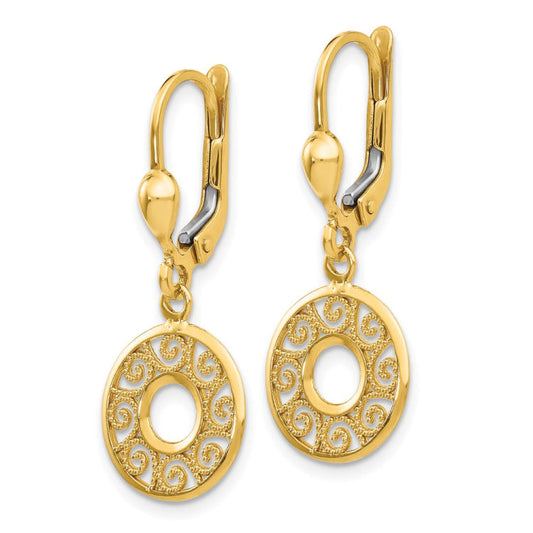 14K Leverback Filigree Earrings