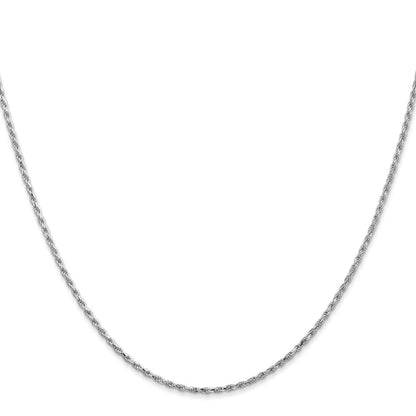 14K White Gold 18 inch 1.3mm Diamond-cut Machine Made Rope with Lobster Clasp Chain Chain