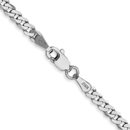 14K White Gold 26 inch 2.9mm Flat Beveled Curb with Lobster Clasp Chain