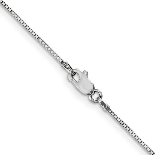 14K White Gold 18 inch .9mm Box with Lobster Clasp Chain