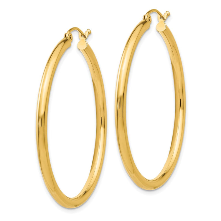 14K Polished 2.5mm Lightweight Tube Hoop Earrings