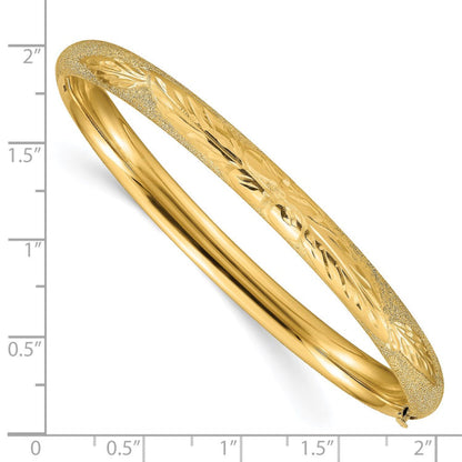 14k 4/16 Oversized Laser Cut Hinged Bangle Bracelet