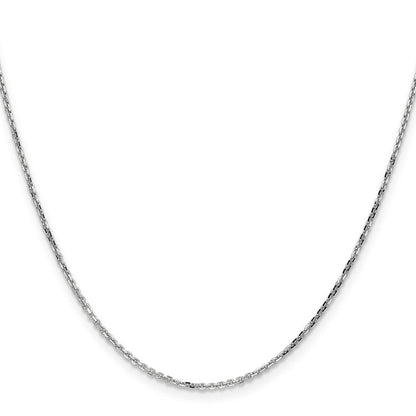 14K White Gold 22 inch 1.4mm Diamond-cut Round Open Link Cable with Lobster Clasp Chain