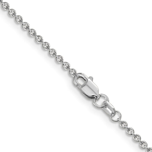 14K White Gold 18 inch 1.6mm Round Open Link Cable with Lobster Clasp Chain