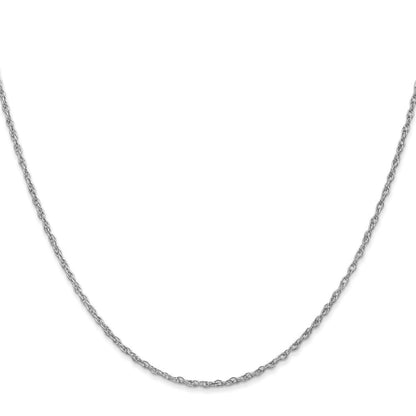 14K White Gold 18 inch 1.3mm Heavy Baby Rope with Lobster Clasp Chain