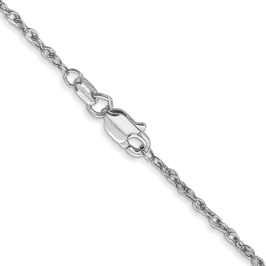 14K White Gold 20 inch 1.3mm Heavy Baby Rope with Lobster Clasp Chain