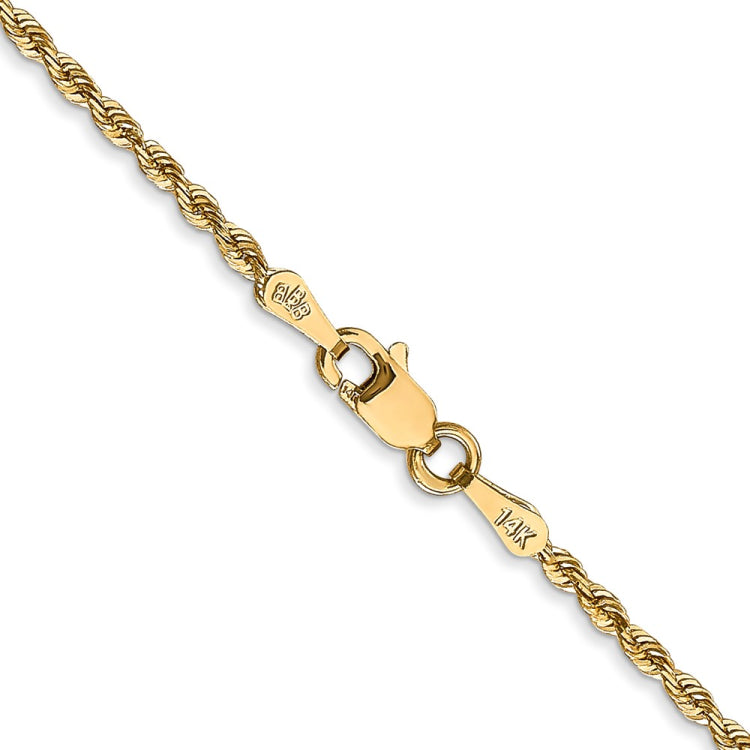 14K 24 Inch 1.85mm Diamond-cut Quadruple Rope Lobster Clasp Chain