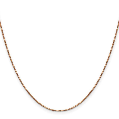 14K Rose Gold 18 inch .9mm Box Link with Lobster Clasp Chain