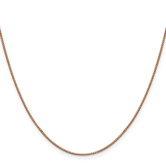 14K Rose Gold 18 inch .9mm Box Link with Lobster Clasp Chain