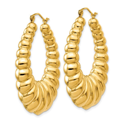 14k Polished Scalloped Hoop Earrings