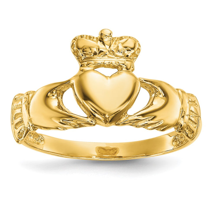 14k Polished Claddagh Ring