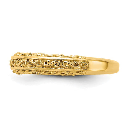 14k 3mm Filigree Wedding Band