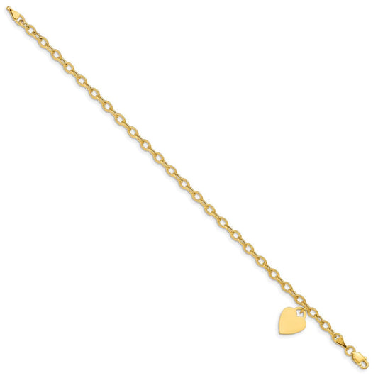 14k Dangle Heart Bracelet