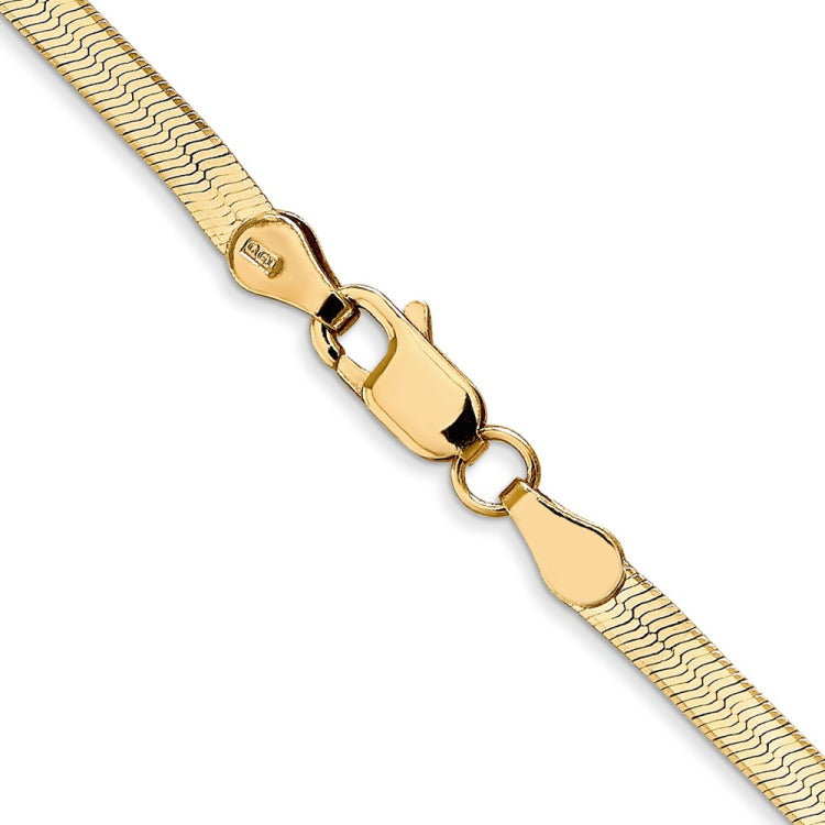 14K 18 inch 3mm Silky Herringbone with Lobster Clasp Chain