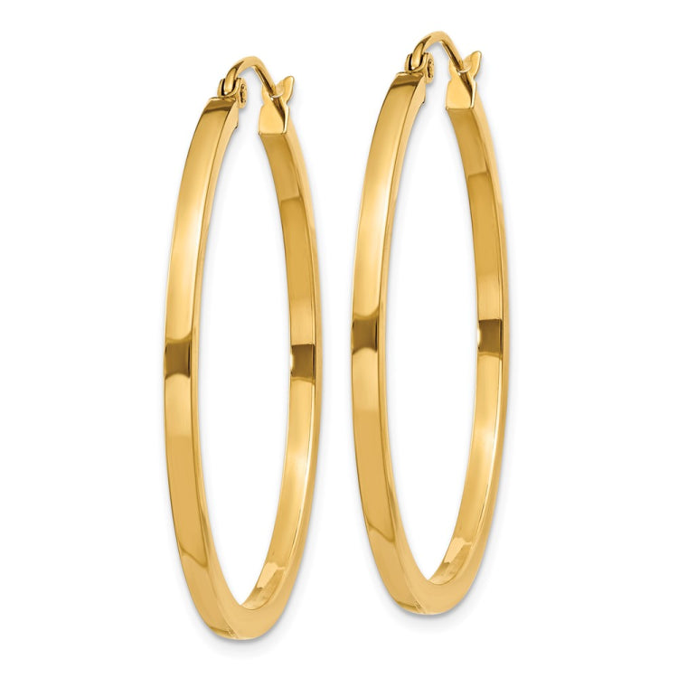 14k 2mm Square Tube Hoop Earrings