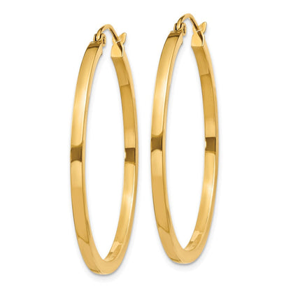 14k 2mm Square Tube Hoop Earrings