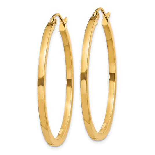 14k 2mm Square Tube Hoop Earrings