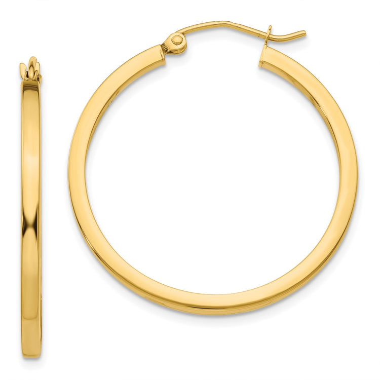 14k 2mm Square Tube Hoop Earrings