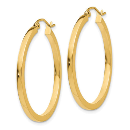 14k 2mm Square Tube Hoop Earrings