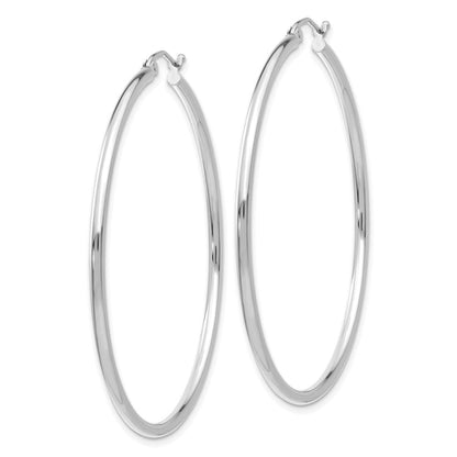 14K Rose Gold Polished 2mm Lightweight Tube Hoop Earrings