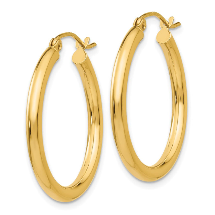 14K Polished 2.5mm Tube Hoop Earrings