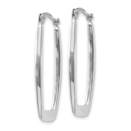 14k White Gold Polished 2.25mm Rectangle Hoop Earrings