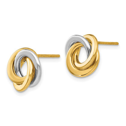 14k Two-tone Polished Intertwined Circles Post Earrings