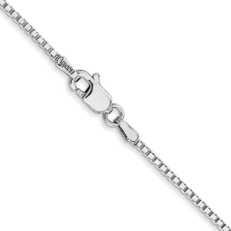 14K White Gold 18 inch 1.4mm Box with Lobster Clasp Chain