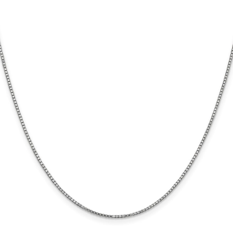 14K White Gold 18 inch 1.1mm Box with Lobster Clasp Chain