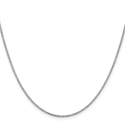 14K White Gold 18 inch 1.1mm Box with Lobster Clasp Chain