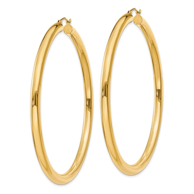 14K Polished 4mm Lightweight Tube Hoop Earrings