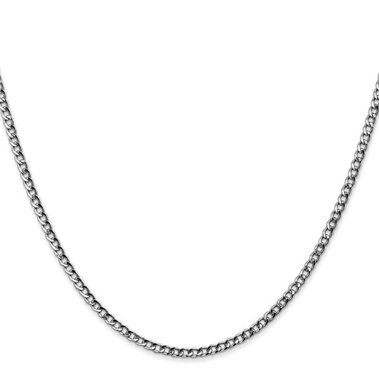 14K White Gold 20 inch 2.5mm Semi-Solid Curb with Lobster Clasp Chain