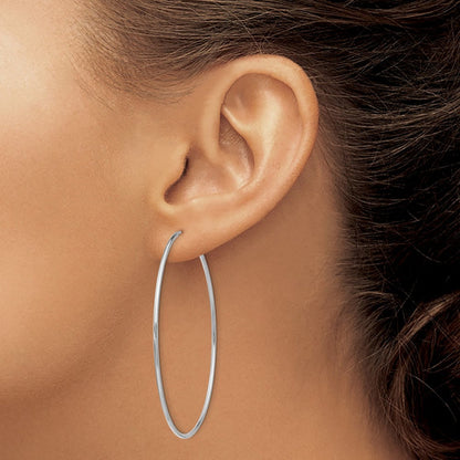 14k White Gold Polished Endless Tube Hoop Earrings