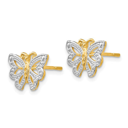 14k w/ White Rhodium Butterfly Post Earrings