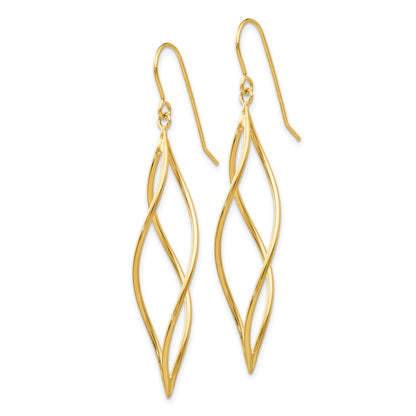 14k Polished Long Twisted Dangle Earrings