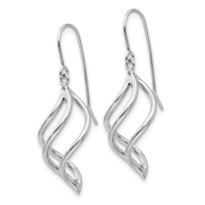 14K White Gold Swirl Dangle Earrings