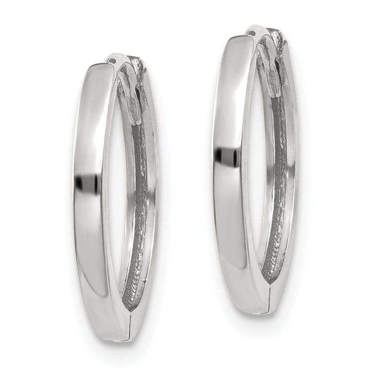 14k White Gold Round Hinged Earrings