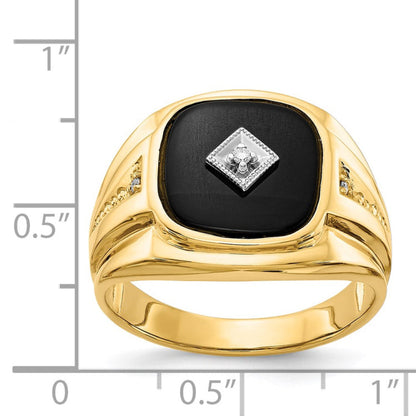 14k AA Diamond & Onyx Men's Ring