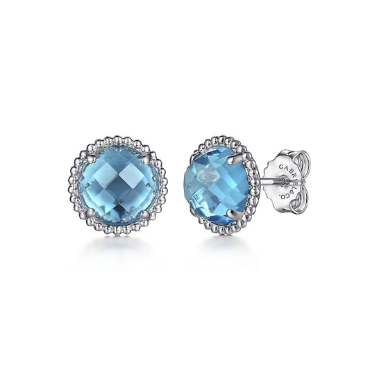 Gabriel & Co | 925 Sterling Silver Bujukan Blue Topaz Stud Earrings