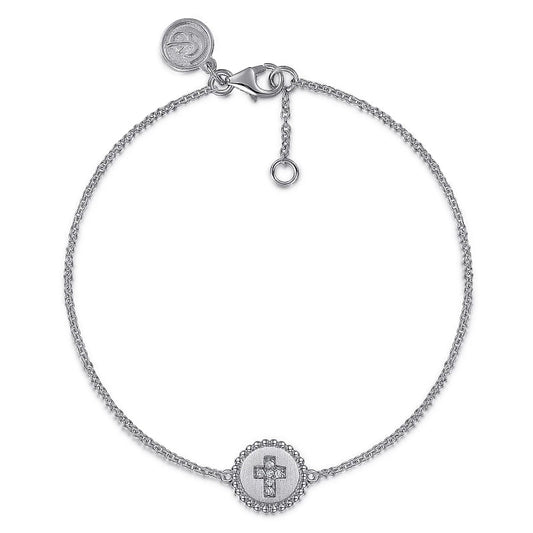 Gabriel & Co | 925 Sterling Silver Diamond Bujukan Cross Bracelet