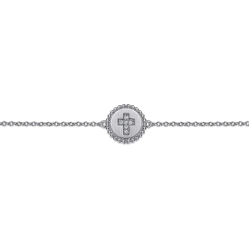 Gabriel & Co | 925 Sterling Silver Diamond Bujukan Cross Bracelet