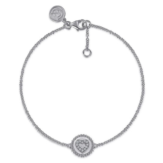 Gabriel & Co | 925 Sterling Silver Diamond Bujukan Heart Bracelet