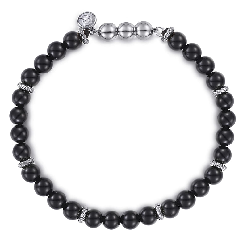 Gabriel & Co | 925 Sterling Silver and 6mm Black Onyx Beaded Bracelet