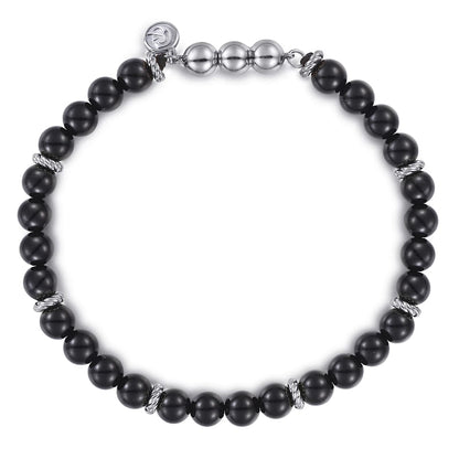 Gabriel & Co | 925 Sterling Silver and 6mm Black Onyx Beaded Bracelet