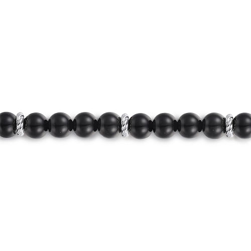 Gabriel & Co | 925 Sterling Silver and 6mm Black Onyx Beaded Bracelet