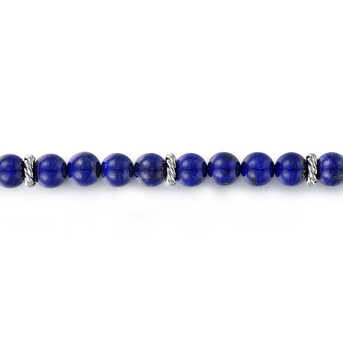 Gabriel & Co | 925 Sterling Silver and 6mm Lapis Beaded Bracelet