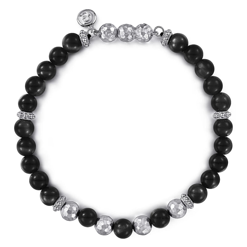 Gabriel & Co | 925 Sterling Silver and Onyx Beaded Bracelet