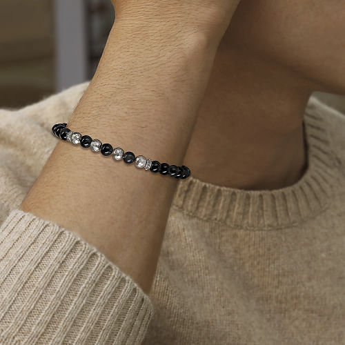 Gabriel & Co | 925 Sterling Silver and Onyx Beaded Bracelet