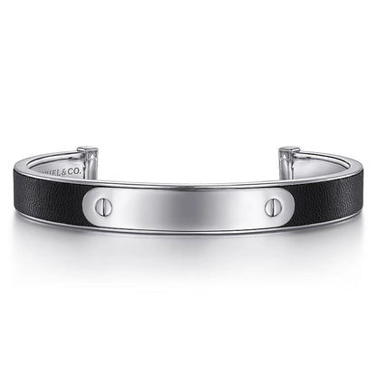 Gabriel & Co | 925 Sterling Silver and Leather ID Cuff Bracelet